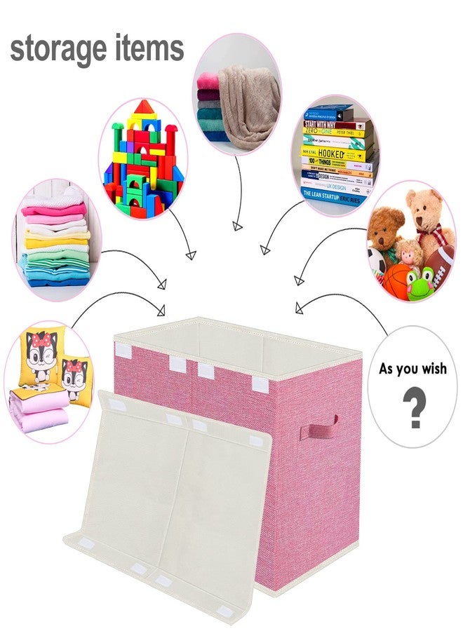 VERONLY Large Collapsible Toy Storage Box with Lid & Handles - Kids Organizer Chest for Toys, Clothes, Blankets (Pink, Nursery, Playroom, Bedroom)-24.5''×13''×16'' - Image 2